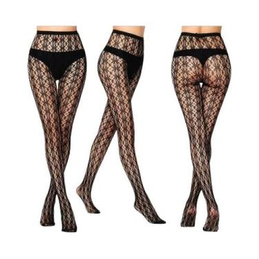 Imagem de Meias-calças Femininas Sensuais De Malha Transparente Com Estampas Gót