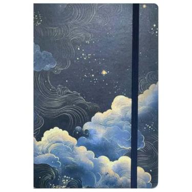 Imagem de ZXHQ Livro de senhas com abas alfabéticas coloridas, livro espiral para guardar senhas, endereço de Internet de 21,6 x 14 cm e organizador de senha de login para idosos (nuvens estreladas)