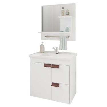 Imagem de Gabinete de Banheiro com Cuba e Espelheira Tulipa 60cm Branco - MGM