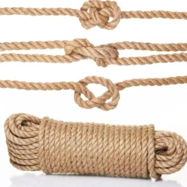 Imagem de 1 rolo 2 m corda de juta vintage natural 10 mm cordão torcido de cânhamo corda macramê para animais de estimação, feito à mão, faça você mesmo, decoração artesanal