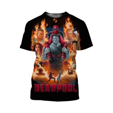 Imagem de Camiseta Masculina Oversized Marvel Deadpool Estampada Em 3D Moda Casu