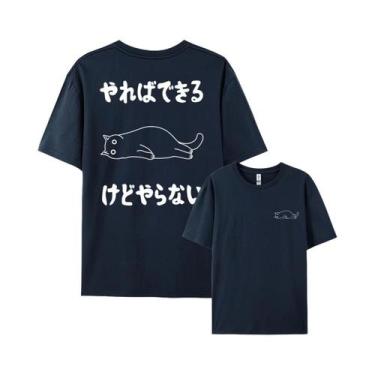 Imagem de Camiseta Masculina De Verão Hip Hop Em Algodão, Manga Curta, Gola Redo