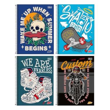 Imagem de Kit 4 Caderno Escolar Espiral D+ Tilibra 96 Folhas 200x275mm Universitário Faculdade Escola Aula