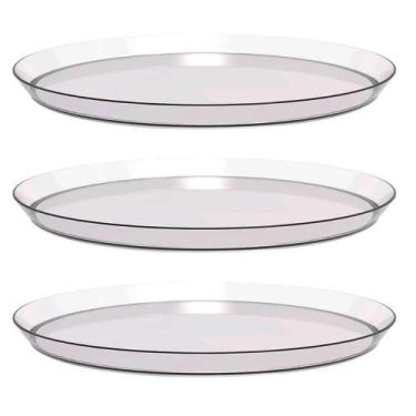 Imagem de Kit 3 Bandejas Redondas 34cm Glassy Crippa Transparente Servir Restaur
