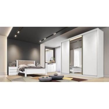 Imagem de Guarda Roupa Casal com 1 Porta Espelhada 4 Gavetas - Diamond-Branco - 