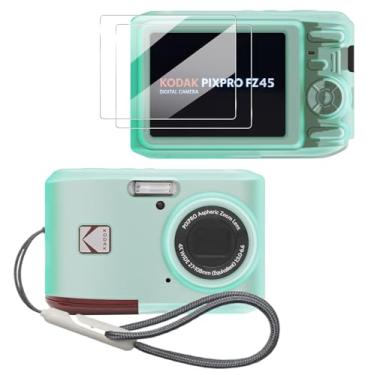 Imagem de Tedubax Capa para acessórios Kodak PIXPRO FZ45, FZ45, capa protetora de silicone macio, vem com 2 protetores de tela e 1 alça de pulso - verde luminoso