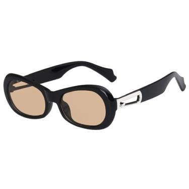 Imagem de Óculos de Sol Femininos Ovais em Cores Doces, Estilo Punk, Proteção UV400, para Esportes ao Ar Livre, Corrida e Ciclismo, Cor Chá Preto