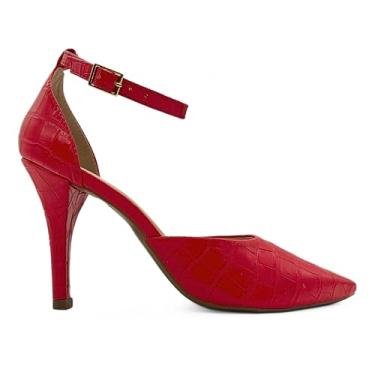 Imagem de Scarpin Feminino Mozione Com Fivela Salto Alto 10cm (Vermelho, BR, Adulto, Numérico, 34)