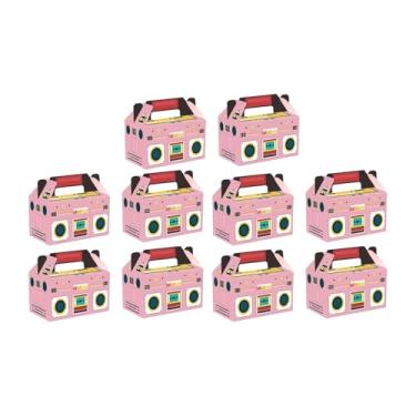 Imagem de Vaveren Conjunto de 10 caixas de presente com alça, design retrô de rádio, perfeitas para lembrancinhas de festa e formaturas.