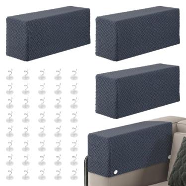 Imagem de 4 capas de apoio de braço para sofá, tecido jacquard espesso, elástico, protetor resistente ao desgaste para sofá e cadeira de jantar (cinza metálico, 4)