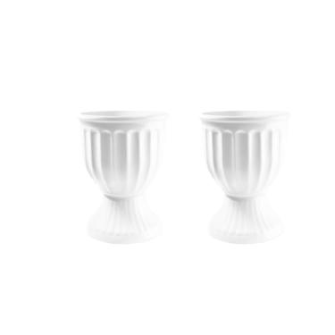 Imagem de 2 Vasos Estilo Romano Decoração Festa Acrílico 13cm X 18cm (BRANCO)