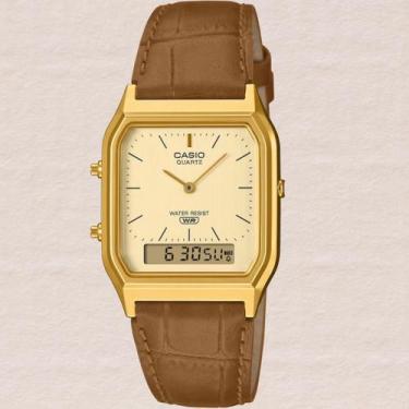 Imagem de Relógio Casio Unissex Anadigi Vintage Dourado AQ-230EGL-9ADF