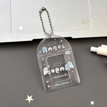 Imagem de Lindo porta-cartão de foto transparente de 2,5 cm, capa para cartão de ídolo Kpop de PVC espesso - Acessório de bolsa de ventilador de desenho minimalista para armazenamento de fotos de identificação