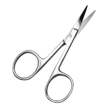 Imagem de Tesoura Pequena para Unhas em Aço Inox com Ponta Curva – Tesourinha Multiuso para Sobrancelha, Bigode, Barba e Pelos do Nariz