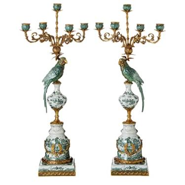 Imagem de Candelabro nórdico candelabro de cinco cabeças artesanato estudo doméstico cobre com decoração de porcelana enfeite de entrada de lareira de luxo mesa de vela