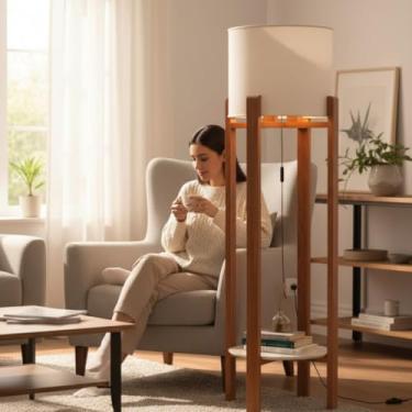 Imagem de Luminaria Abajur Austria Chão Sala Quartos Moderna Ambiente (Cúpula Branco)