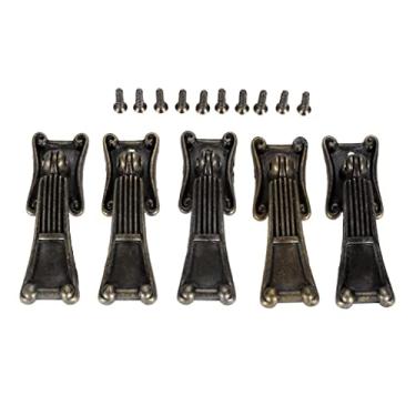 Imagem de 5 peças de liga de zinco bronze antigo puxador de porta de móveis gaveta de cozinha armário caixa de madeira anel puxador (D 65 * 20 mm)