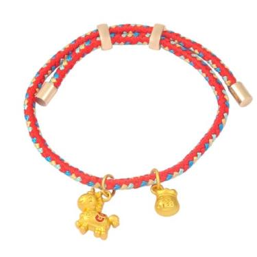 Imagem de MMIUAEG Pulseira Ano do Cavalo do Zodíaco Chinês Pulseira Vermelha Feng Shui Pingente da Sorte para Boa Sorte Proteção Presentes de Ano Novo, Medium, Zinco, Sem Pedra Preciosa