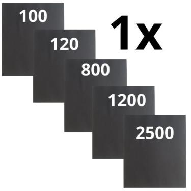 Imagem de Lixa 100 120 800 1200 2500 Kit 1 De Cada D'água Lixar Polir Plásticos 