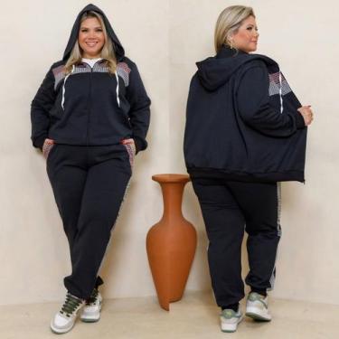 Imagem de Conjunto De Frio Feminino Plus Size Com Capuz Moletom Premium - Empori