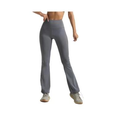 Imagem de Calças De Yoga Femininas De Cintura Alta Com Corte Bootcut, Leggings C