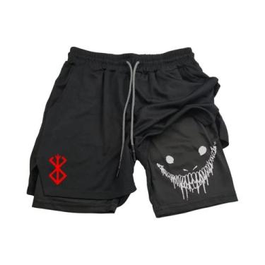 Imagem de Shorts Masculinos 2 Em 1 De Secagem Rápida Anime Berserk Para Corrida,