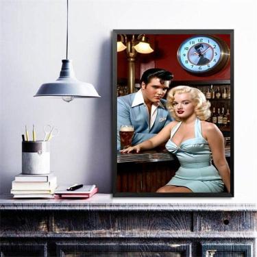 Imagem de Quadro Decorativo Marilyn E Elvis No Bar 24X18Cm - Com Vidro