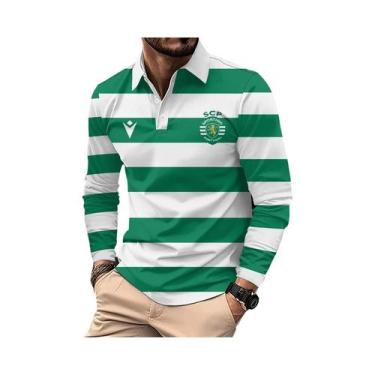 Imagem de Camisas Polo Clássicas De Manga Longa Para Homens, Estilo Casual De Ou