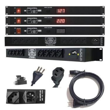 Imagem de Extenção de Tomada Profissional Padrão Rack 1U 8 Tomadas 10A 2500W - C