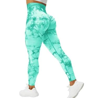 Imagem de tincolia Meia-calça feminina de ioga moderna tie dye, sem costura, alta elasticidade, controle de barriga, calça de corrida - 17-P