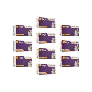 Imagem de Luva de Látex Com Pó Kit 10 Caixas 1000 Unidades Tamanho M Talge