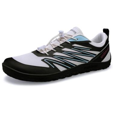 Imagem de WateLves Tênis masculino e feminino de largura larga minimalista Zero Drop Tênis de trilha para corrida e caminhada, Bege/preto, 14 Wide Women/13 Wide Men