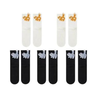 Imagem de Meias De Casal De Gato De Desenho Animado Fofas, De Algodão, Cano Médi