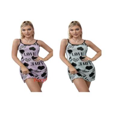 Imagem de Camisola Sexy De Verão Para Mulheres, Saia Curta Com Estampa De Cartoo