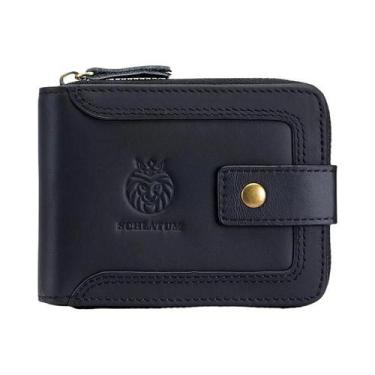 Imagem de Carteira Masculina De Couro RFID Antifurto Curta Horizontal Com Clipe 