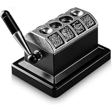 Imagem de Cortador de charutos de aço inoxidável - Cortador de charuto de mesa com corte V quádruplo com acabamento escovado para corte preciso de charutos