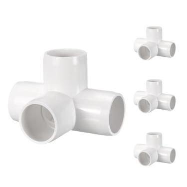 Imagem de Kozelo Pacote com 4 encaixes de tubulação de cotovelo de PVC SCH40 de 2,5 cm, encaixe em T de canto de cotovelo de 4 vias, conectores de tubo de grau de móveis para projeto criativo DIY, proteção de