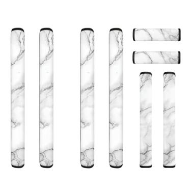 Imagem de Coldinair Capas de maçanetas de geladeira com estampa de mármore branco, capa de maçaneta de utensílios de cozinha para geladeira, micro-ondas, forno, máquina de lavar louça, decoração de casa