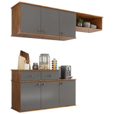 Imagem de Cozinha Suspensa Seleta Balcão e Armário Aéreo 6 Portas 2Gav - Loja Do