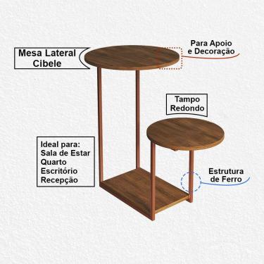 Imagem de Mesa De Canto Ferro Cobre Freijó Redondo Cibel