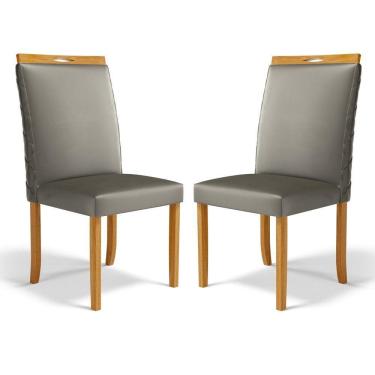 Imagem de Kit Com 2 Cadeiras Agnes Madeira Maciça Estofadas Para Mesa De Jantar Veludo Chumbo 109