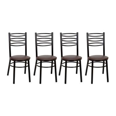 Imagem de Kit 4 Cadeiras Cp33 Pintadas Pretas Treparoni Preto Com Marrom