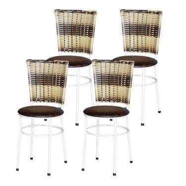 Imagem de 4 Cadeiras Para Mesa Branca Hawai Cappuccino Premium Cor:marrom