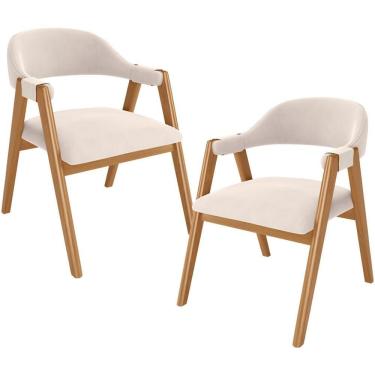 Imagem de Kit 02 Cadeiras De Jantar E Estar Living Estofada Nadja L02 Suede Bege