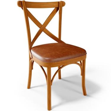 Imagem de Cadeira Para Sala De Jantar E Estar Living Estofada ávila L02 Couríssimo Camel - Lyam