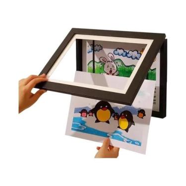 Imagem de Quadro De Desenho De Madeira A4 Para Crianças, Expositor De Arte Inter