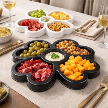 Imagem de Petisqueira De Plástico Trevo Com 5 Divisórias Aperitivos - Keita, Pre