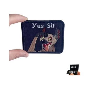 Imagem de Emblema Tático Bordado De Hiena Engraçada Com Gancho E Laço Para Mochi