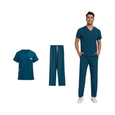 Imagem de Conjunto De Camiseta De Manga Curta Com Decote Em V E Calças Retas Uni