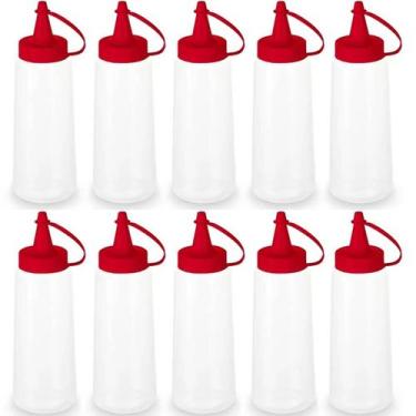 Imagem de 10 Bisnagas Plásticas Flexível para Lanchonetes Frascos de Molhos Ketc
